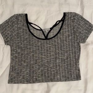 Charlotte Russe Gray Ribbed Crop Top